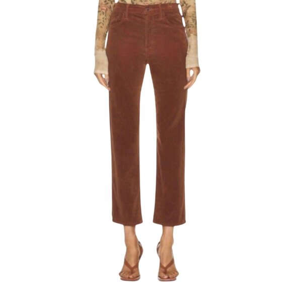 Mother the Tomcat Ankle Jeans Womens 29 Rust Brown Hopscotch Corduroy Button Fly - Picture 1 of 16
